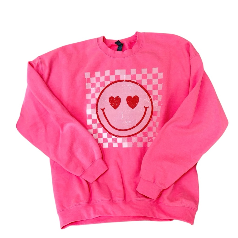 Vibrant Pink Smiley Sweatshirt